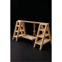 Ahşap Dekoratif Salıncaklı Raf - Merdiven Tasarımlı Takı Ve Çiçek Standı 40x30 Cm Diğer