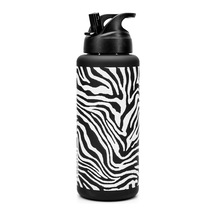 Büyük Su Matarası Tritan Pipetli Su Şişesi Zebra Spor Matarası Suluğu Bpasız 1000 Ml Siyah 0112 Beyaz