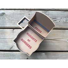 Bezos 3d Baskı Fast Food Temalı Atıştırmalık Sunum Kabı Bardaklık Uyumlu Patates Nugget Bölmeli Tepsi Araç İçi Dmc Çok Renkli