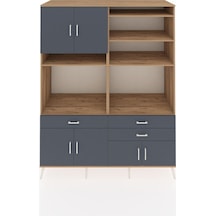 Kronos Gardrop 10 Raflı 3 Çekmeceli 8 Kapaklı 176x59x221 Çam-antrasit Antrasit