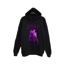 Solo Leveling Arise Anime Baskılı Unisex %100 Pamuk Kapüşonlu Siyah Sweatshirt Siyah