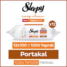 Sleepy Meyve Serisi Yüzey Temizlik Havlusu Mendili Portakal 12x100 1200 Yaprak Beyaz