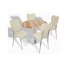 Tokyo - Aşkı Derun Mutfak Masa Takımı - Yuvarlak Çap 90cm - Werzalit, Wermodin Ve Allzalit Tabla - Indiana Wood-krem Çok Renkli