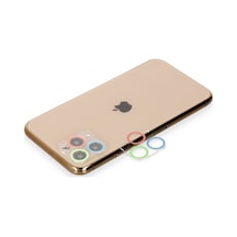 İphone 11 Pro Max Renkli Kamera Lens Koruma Cam - Mavi-yeşil