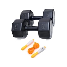 Besinistanbul 8 Kg Dambıl X 2 Adet 16 Kg + Sayaçlı Atlama İpi Siyah
