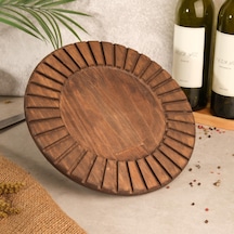 Fam Wood Art Büyük Boy Ahşap Çizgili Sunumluk , Supla , Peynir Tabağı , Kek Pasta Standı %100 Çam Kahverengi