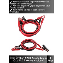 Premium Seri %100 Bakır Kalın Kablo 1200 Amper Güçlü Oto Acil Akü Takviye Hızlı Şarj Kablosu