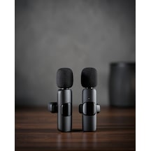 Kablosuz Yaka Mikrofon Seti iPhone Uyumlu Çift Mikrofon Uczzzk11yakamikrofonu-4