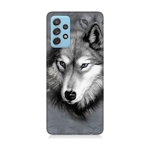 Samsung Galaxy A72 Uyumlu Mavi Gözlü Kurt Desenli Silikon Kılıf