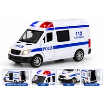 Vardem Famous Metal Model Polis Imdat Aracı 1:30 Ölçek Beyaz - Mavi