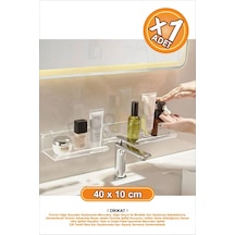 Buççin Online Mağaza Ss Delikli Banyo Raf Şeffaf X1 Adet 40x10cm Banyo Düzenleyici Banyo Raf Sabunluk Raf Düzenleyici Bey Çok Renkli