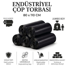 Jumbo Boy Endüstriyel Çöp Poşeti 80x110 Cm 50'li - 400 Gram Ağır Hizmet Tipi Kalın Torba