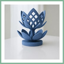 Bşkvirgo 3d Baskı Lotus Çiçeği Mumluk - Dekoratif Tealight Mumluk-mavi Bsk2026