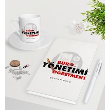 Kişiye Özel Büro Yönetimi Öğretmeni Beyaz Defter Kalem Türk Kahve