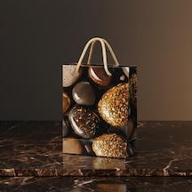 Eczane Hediyelik & Alışveriş Karton Çanta Körüklü Çakıl Taşları 14 x 20 x 8 CM 10 Adet