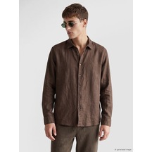 Lcw Vision Kahverengi Regular Fit %100 Keten Erkek Gömlek
