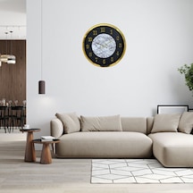 Gold Mermer Desenli Modern 52 X 52 Cm Duvar Saati Renkli