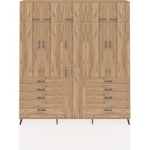 Arges Dolap 8 Raflı 8 Çekmeceli 3 Askılı 220x30x243 Çam-çam/çam Atlas Çam/atlas Çam