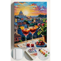 Sayılarla Boyama Seti Numaralı Tuval Fırça Boya 40x50 Cm - Kokteyl Manzara