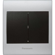 Viko Panasonic Thea Blu İkili Anahtar, Çerçeve Chrome Matt+beyaz, Kapak Siyah