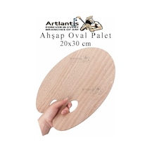 Ahşap Oval Palet Naturel 20x30 Cm 1 Adet Orta Boy Ahşap Boya Paleti Resim Boyama Tepsisi Akrilik Guaj Karıştırıcı