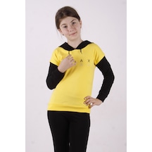 Toontoy Kız Çocuk Relax Baskılı Sweatshirt Sarı