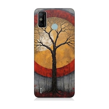 Tecno Spark 6 Go Uyumlu Sarı Kırmızı Ağaç Gölgesi Desenli Silikon Kılıf Çok Renkli