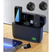 Sx6 Iphone Ve Type-c Uyumlu Kablosuz Yaka Mikrofonu Göstergeli Led Şarj Kutulu Gürültü Azaltma Standart