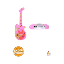 Türkçe Müzikli Çocuk Gitarı - Eğitici Pilli Piyano Oyuncak Seti