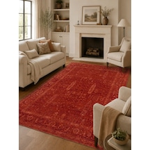 Shiraz Shr 03 Red Vintage Eskitme Tarzı Yumuşak Dokulu Salon Halısı Oturma Odası Halısı Kırmızı