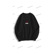 Startmore Y2k Unisex Spirit Bisiklet Yaka Sweatshirt Kod 1838 Beyaz Siyah