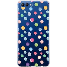 Huawei Honor View 10 İle Uyumlu 1mm Slim Fit Water Color 6 Baskılı Şeffaf Kılıf Şeffaf