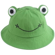 Ww Kadın Karikatür Kurbağa Kova Şapka - Yeşil