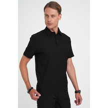 Efor Slim Fit Polo Yaka Modal Fitilli Kısa Kol Siyah Tişört Ts 904 Siyah
