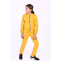 Toontoy Kids Toontoy Kız Çocuk Reflektör Detaylı Kapşonlu Eşofman Takımı Hardal