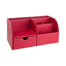 Masaüstü Düzenleyici,kalemlik,kumandalık,küpbloknotluk,tabletlik,kitaplık,6 Gözlü,çekmeceli,desktop Organizer,vegan,24,5 13 12 Kırmızı