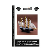 Delux Serisi Salon Süsü Ev Dekorasyonu Hatıra Eşyası Büyük Boy Yelkenli Ahşap Gemi