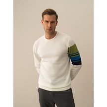 Xint Kırık Beyaz Lüks Pamuk Dokulu Regular Fit Kazak 801763
