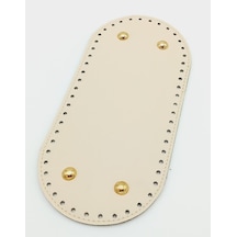 Angel Çanta Aksesuar Suni Deri Krem Renk 25X12 cm Oval Çanta Tabanı (Light Gold Aparatlı)