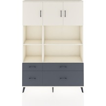 Arges Dolap 8 Raflı 4 Çekmeceli 3 Kapaklı 132x30x195 Aytaşı-aytaşı/antrasit Aytası/antrasıt