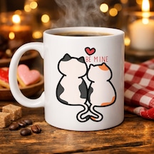 Be Mine Sevimli Kedili Porselen Kupa Model 40 Aşık Kediler Tasarımlı Sevgiliye Özel Kahve Kupası Diğer