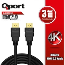 QPORT Q-HDMI32 HDMI KABLO 3MT Ver2.0 ALTIN U  LU 3D 4K