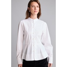 Defacto Fitted Hakim Yaka Peplum Poplin Uzun Kollu Gömlek I8193ax26auwt79 Beyaz-wt79