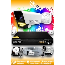 Elitcam 1 Kameralı Süper 1 Dış Kamera Set 100 GB 5 MP 2K Net Renkli Gece Görüşlü Güvenlik Kamerası Sistemi
