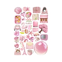 36 Adet Seyahat, Yaz Ve Deniz Temalı Pinky Sticker Seti - Etiket Seti Sketchbook Pembe