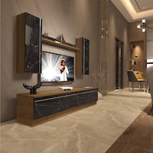 Decoraktiv Eko 5db Mdf Std Tv Ünitesi Tv Sehpası Pera - Siyah Mermer