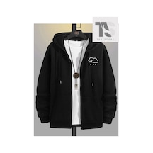 Tarzsokak Şimşek Bulut Sweatshirt Fermuarlı Hırka Siyah