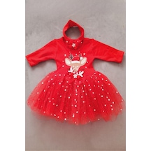 Yılbaşı Bebek Elbisesi Tütülü Geyikli Noel Elbisesi