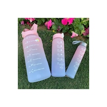 Motivasyonel 3lü Set Su Matarası Su Şişesi Suluk 2lt+900ml+300ml Tritan Spor Salonu Su Şişesi Suluk Çok Renkli