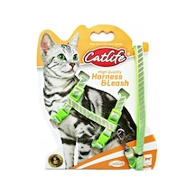 Catlife Gece Parlayan Gezdirme Kedi Göğüs Tasması Seti Yeşil 110 CM